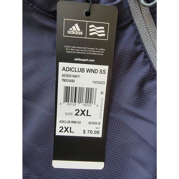 Adidas Adiclub Golf 2XL pullover Windbreaker Navy short sleeve NWT - Picture 2 of 7